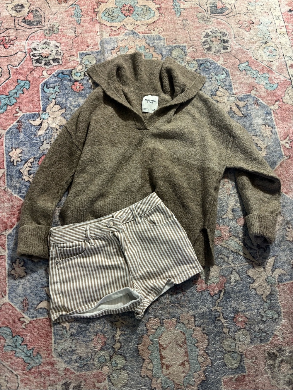 Abercrombie & Fitch Olive Green Hooded Knit Top